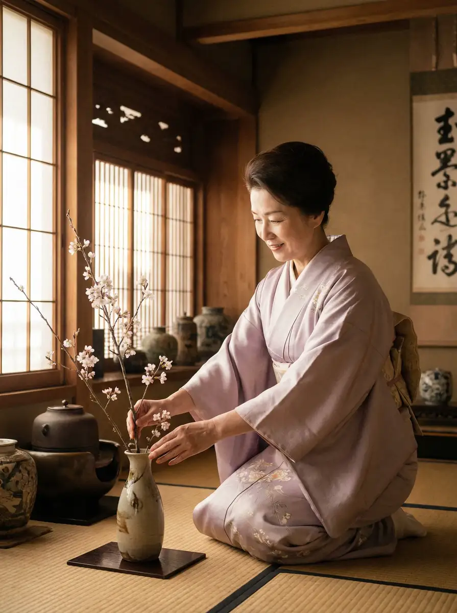 一位优雅的 高乔尤美::深度揭秘高乔尤美视频官方平台~高乔尤美最新更新 在和室中插花